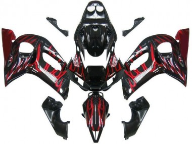 ABS 1998-2002 Black Red Flame Yamaha YZF R6 Replacement Fairings Canada