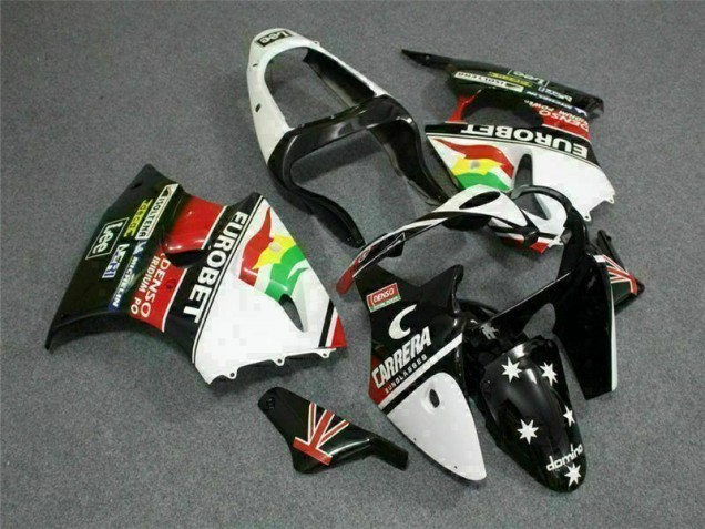 ABS 2000-2002 Black White Eurobet Kawasaki ZX6R Bike Fairing Canada ABS 2000-2002 Black White Eurobet Kawasaki ZX6R Bike Fairing Canada