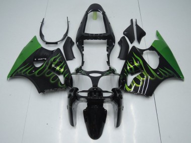 ABS 2000-2002 Black with Green Flame Kawasaki ZX6R Motorcyle Fairings Canada