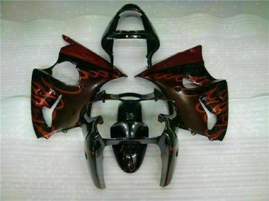 2000-2002 Black Red Flame Kawasaki ZX6R Motorcycle Fairing Kits Canada