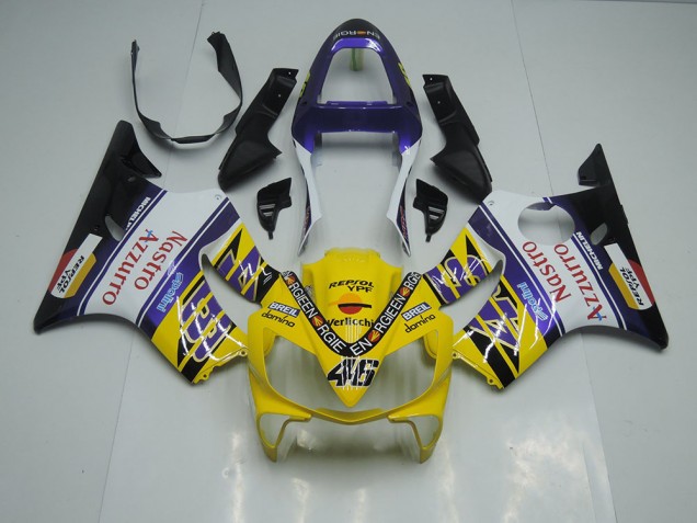 ABS 2001-2003 Yellow White Nastro Azzurro Honda CBR600 F4i Motorbike Fairing Canada ABS 2001-2003 Yellow White Nastro Azzurro Honda CBR600 F4i Motorbike Fairing Canada