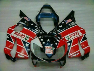 2001-2003 Red White Blue Castrol Cycle World Honda CBR600 F4i Motorcycle Fairings Kits Canada