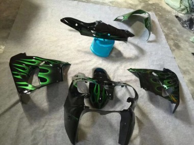 ABS 2002-2003 Glossy Black Green Flame Kawasaki ZX9R Motorcycle Fairings Canada