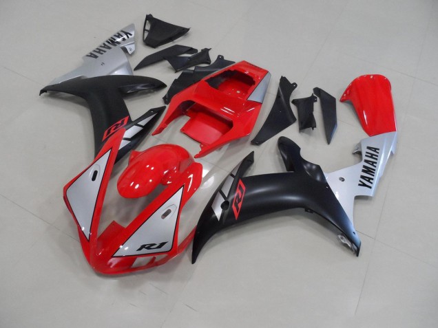 ABS 2002-2003 Red Matte Silver Yamaha YZF R1 Motorcycle Fairing Kit Canada ABS 2002-2003 Red Matte Silver Yamaha YZF R1 Motorcycle Fairing Kit Canada