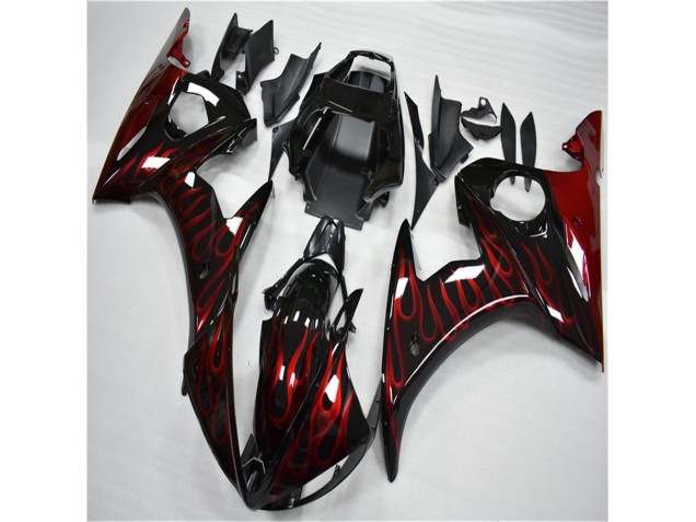 ABS 2003-2005 Black Red Flame Yamaha YZF R6 Motorcycle Fairing Canada ABS 2003-2005 Black Red Flame Yamaha YZF R6 Motorcycle Fairing Canada