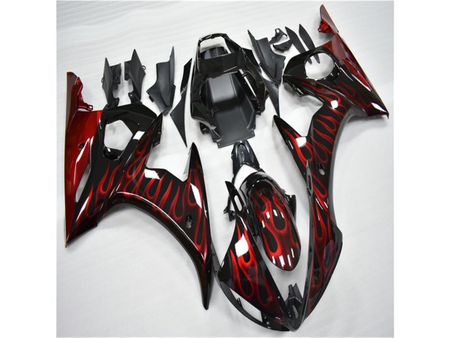 ABS 2003-2005 Black Red Flame Yamaha YZF R6 Motorcycle Fairing Canada ABS 2003-2005 Black Red Flame Yamaha YZF R6 Motorcycle Fairing Canada