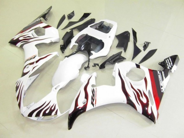 ABS 2003-2005 White and Flame Yamaha YZF R6 Bike Fairing Canada ABS 2003-2005 White and Flame Yamaha YZF R6 Bike Fairing Canada