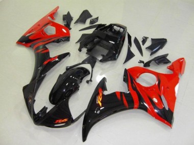 ABS 2003-2005 Black Red Flame Yamaha YZF R6 Bike Fairing Kit Canada