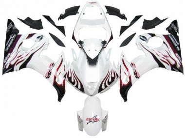 ABS 2003-2005 White Black Red Flame Yamaha YZF R6 Motorcycle Fairings Canada