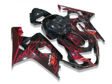 2004-2005 Black Red Flames Suzuki GSXR 600/750 Motorcycle Fairing Canada