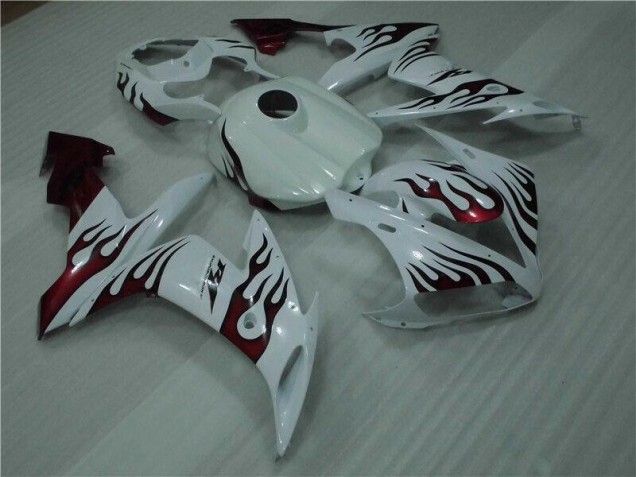 ABS 2004-2006 White Red Flame Yamaha YZF R1 Motorcyle Fairings Canada