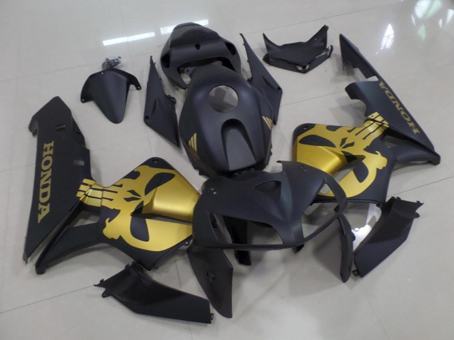 ABS 2005-2006 Matte Black with Gold Skull Honda CBR600RR Moto Fairings Canada ABS 2005-2006 Matte Black with Gold Skull Honda CBR600RR Moto Fairings Canada