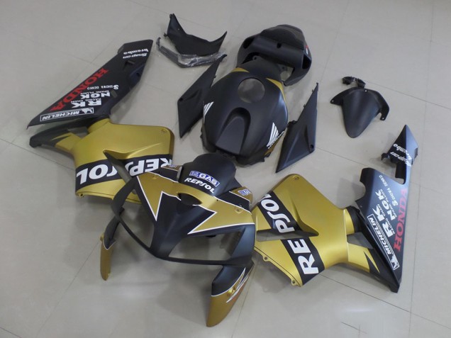 ABS 2005-2006 Black Gold Repsol Honda CBR600RR Motorcycle Fairings Kit Canada ABS 2005-2006 Black Gold Repsol Honda CBR600RR Motorcycle Fairings Kit Canada