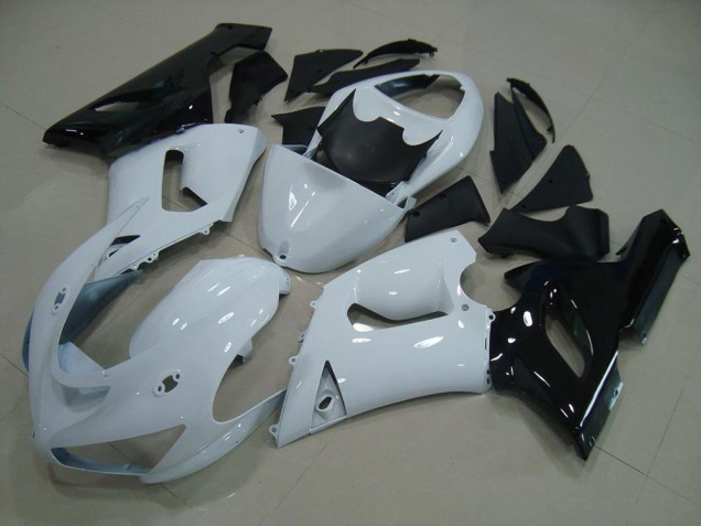 ABS 2005-2006 White Black Kawasaki ZX6R Replacement Motorcycle Fairings Canada ABS 2005-2006 White Black Kawasaki ZX6R Replacement Motorcycle Fairings Canada