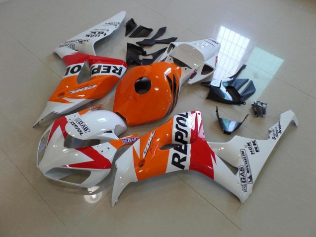 ABS 2006-2007 White and Orange Repsol Honda CBR1000RR Replacement Motorcycle Fairings Canada ABS 2006-2007 White and Orange Repsol Honda CBR1000RR Replacement Motorcycle Fairings Canada