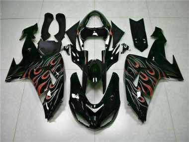 ABS 2006-2007 Black Red Flame Kawasaki ZX10R Motorcyle Fairings Canada
