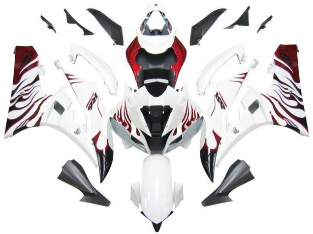 ABS 2006-2007 White Red Flame Yamaha YZF R6 Motorcycle Fairing Canada ABS 2006-2007 White Red Flame Yamaha YZF R6 Motorcycle Fairing Canada