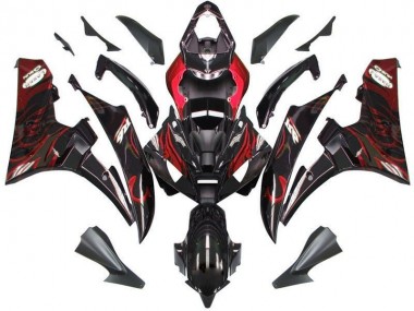 ABS 2006-2007 Black Red Flame Yamaha YZF R6 Bike Fairing Canada