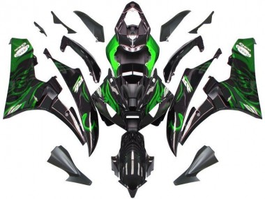 ABS 2006-2007 Black Green Flame Yamaha YZF R6 Bike Fairing Kit Canada