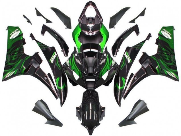 ABS 2006-2007 Black Green Flame Yamaha YZF R6 Bike Fairing Kit Canada ABS 2006-2007 Black Green Flame Yamaha YZF R6 Bike Fairing Kit Canada