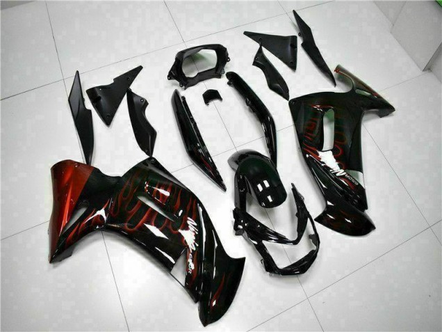 ABS 2006-2008 Red Flame Kawasaki EX650 Motorcycle Fairing Canada ABS 2006-2008 Red Flame Kawasaki EX650 Motorcycle Fairing Canada