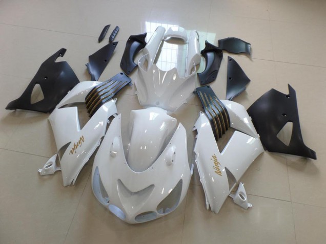 ABS 2006-2011 White and Matte Black Kawasaki ZX14R ZZR1400 Bike Fairings Canada ABS 2006-2011 White and Matte Black Kawasaki ZX14R ZZR1400 Bike Fairings Canada