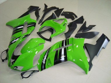 ABS 2007-2008 Green and Silver Stripe Kawasaki ZX6R Motorcycle Fairings Kits Canada