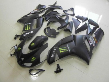 ABS 2007-2008 Matte Black Monster Kawasaki ZX6R Moto Fairings Canada