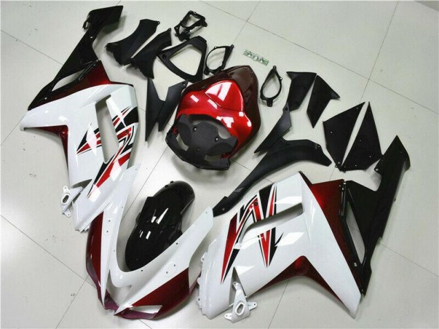 ABS 2007-2008 White Black Red Kawasaki ZX6R Motorbike Fairings Canada ABS 2007-2008 White Black Red Kawasaki ZX6R Motorbike Fairings Canada