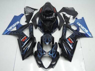 2007-2008 Black Blue Flame Suzuki GSXR 1000 K7 Motorcycle Fairing Kit Canada