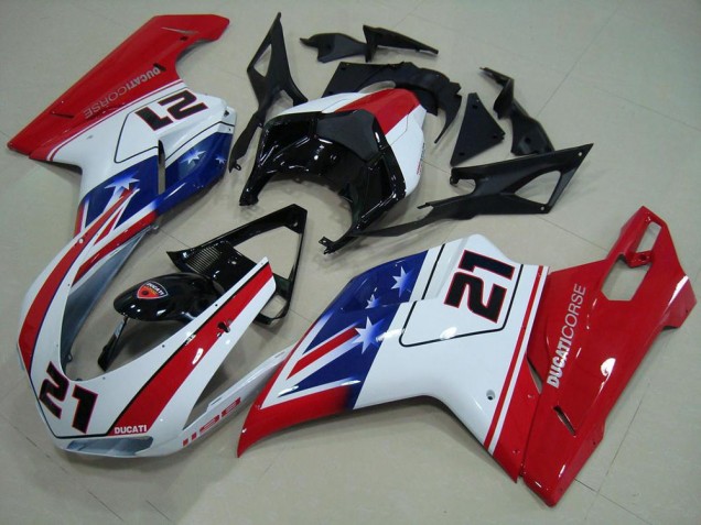 2007-2014 Black White Red 21 Ducati 848 1098 1198 Motor Fairings Canada