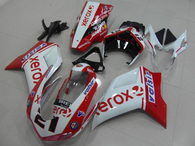 2007-2014 White Red Xerox Ducati 848 1098 1198 Bike Fairing Canada