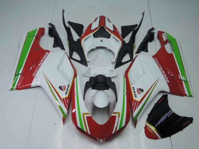 2007-2014 Red White and Green Ducati 848 1098 1198 Replacement Motorcycle Fairings Canada 2007-2014 Red White and Green Ducati 848 1098 1198 Replacement Motorcycle Fairings Canada