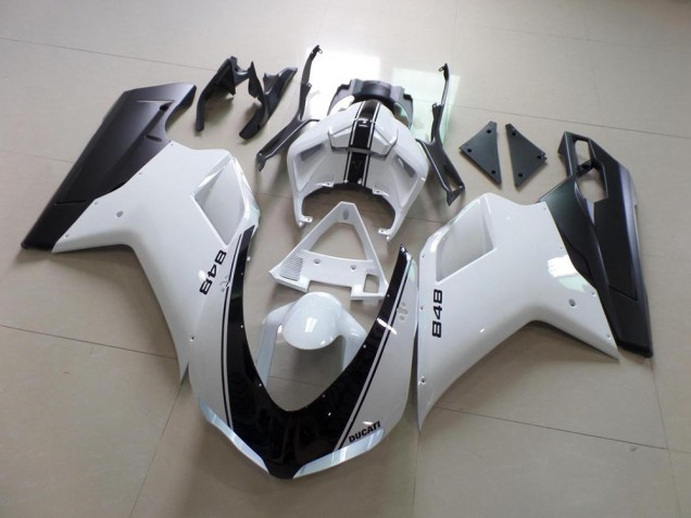 ABS 2007-2014 White and Black Stripe Ducati 848 1098 1198 Replacement Fairings Canada ABS 2007-2014 White and Black Stripe Ducati 848 1098 1198 Replacement Fairings Canada