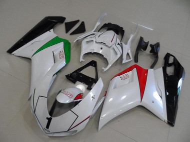 2007-2014 Peral White with Italy Flag Ducati 848 1098 1198 Motorcycle Fairings Kit Canada