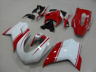 2007-2014 White and Red Racing Version Ducati 848 1098 1198 Motorbike Fairing Canada