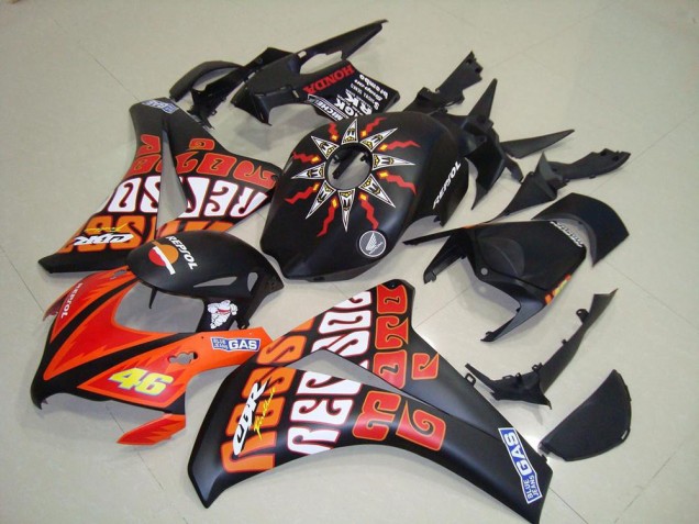 ABS 2008-2011 Rossi Matte Black Honda CBR1000RR Motorcycle Replacement Fairings Canada ABS 2008-2011 Rossi Matte Black Honda CBR1000RR Motorcycle Replacement Fairings Canada