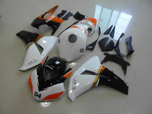 ABS 2008-2011 White and Black and Orange Race Honda CBR1000RR Motorcycle Fairing Canada ABS 2008-2011 White and Black and Orange Race Honda CBR1000RR Motorcycle Fairing Canada