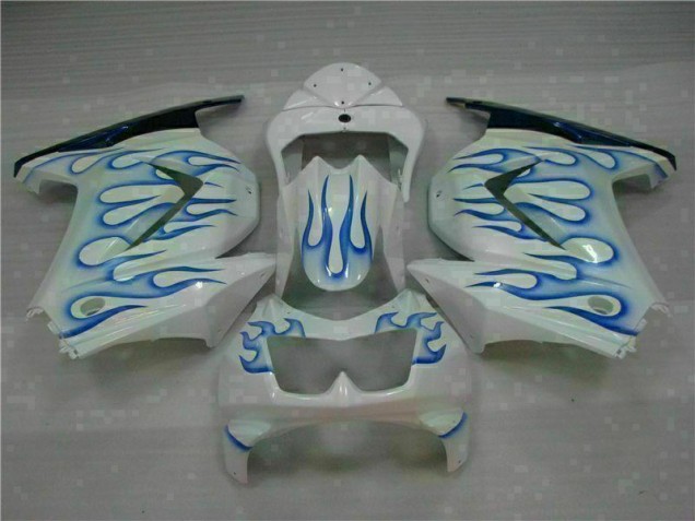 ABS 2008-2012 White Blue Flame Kawasaki EX250 Motorcycle Bodywork Canada ABS 2008-2012 White Blue Flame Kawasaki EX250 Motorcycle Bodywork Canada