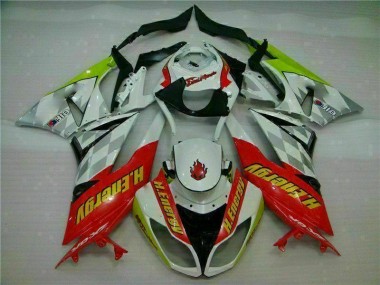 2009-2012 White Red H. Energy Kawasaki ZX6R Motorcycle Fairings Kit Canada