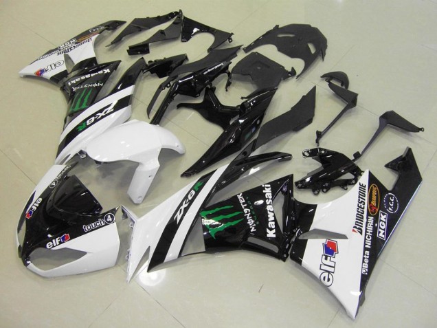 2009-2012 White Monster Kawasaki ZX6R Moto Fairings Canada