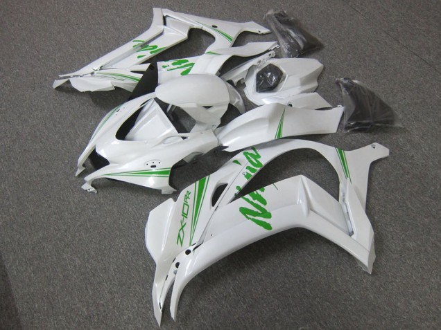 ABS 2016-2019 White Green Kawasaki ZX10R Motorcycle Fairing Canada ABS 2016-2019 White Green Kawasaki ZX10R Motorcycle Fairing Canada