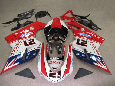 2007-2014 Red White Breil Xerox 21 Ducati 1098 Motorbike Fairings Canada