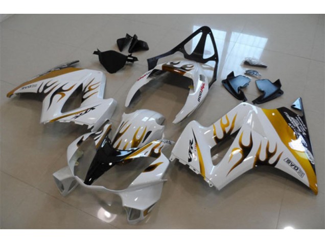ABS 2002-2013 White Gold Flame Honda VFR800 Bike Fairings Canada