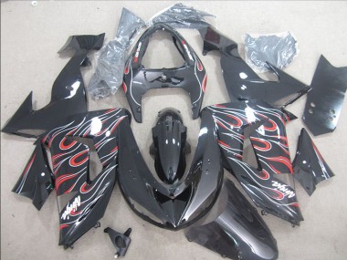 ABS 2006-2007 Black Red White Flame Ninja Kawasaki ZX10R Bike Fairings Canada