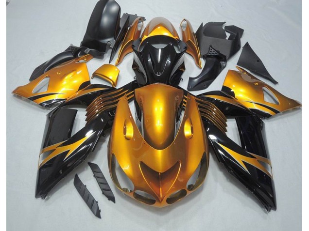 ABS 2006-2011 Black Gold Kawasaki ZX14R ZZR1400 Motorcycle Bodywork Canada ABS 2006-2011 Black Gold Kawasaki ZX14R ZZR1400 Motorcycle Bodywork Canada
