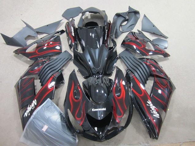 ABS 2006-2011 Black Red Flame Ninja Kawasaki ZX14R ZZR1400 Motorcyle Fairings Canada ABS 2006-2011 Black Red Flame Ninja Kawasaki ZX14R ZZR1400 Motorcyle Fairings Canada