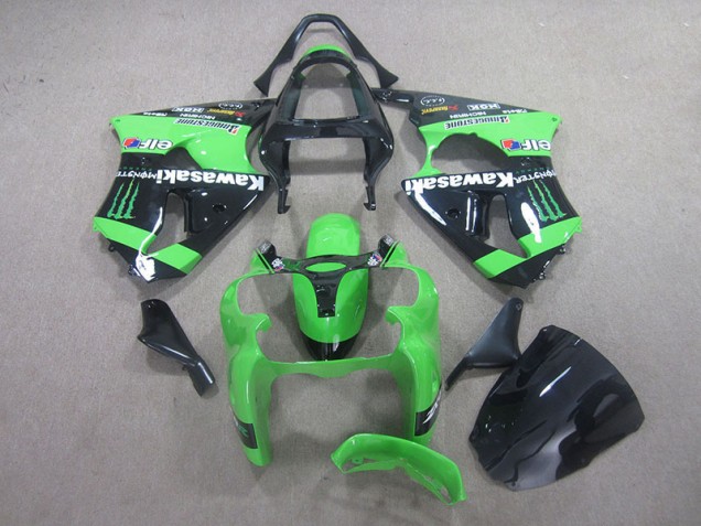 ABS 2000-2002 Black Green Monster Kawasaki ZX6R Motor Fairings Canada ABS 2000-2002 Black Green Monster Kawasaki ZX6R Motor Fairings Canada