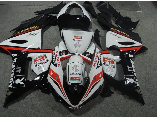 ABS 2005-2006 White Black Rizoma Playboy Kawasaki ZX6R Bike Fairings Canada ABS 2005-2006 White Black Rizoma Playboy Kawasaki ZX6R Bike Fairings Canada