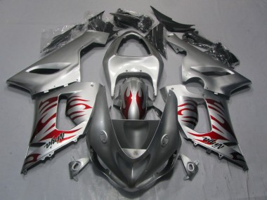 ABS 2005-2006 Silver Red Flame Ninja Kawasaki ZX6R Motorcycle Replacement Fairings Canada